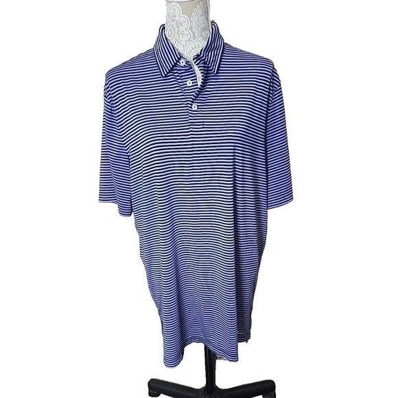 Ralph Lauren X Golf Polo Shirt Blue Striped Moisture Wicking Men's XL - Picture 1 of 9